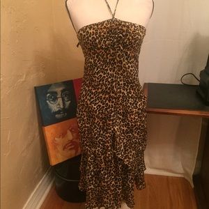 Michael Kors Sheer leopard print midi dress Sz 8